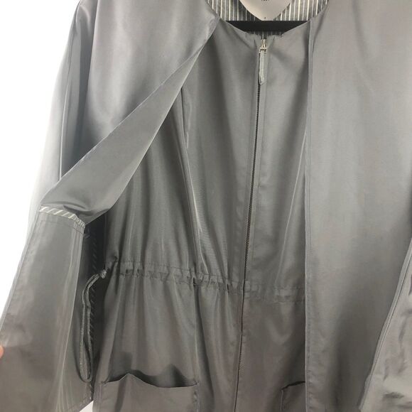 PORTS 1961 Silver Zip Front Trench Coat- Size 2 - Picture 5 of 11